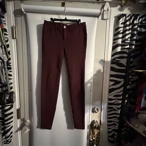 American Eagle Burgundy Skinny Pants, size 4 long, faux front pockets